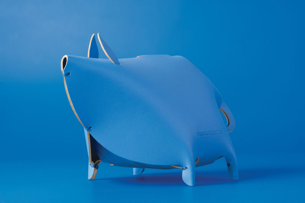 Bureau-organizer kunststof varken Amigos, blauw, met vier vakken en een smalle lade voor pennen