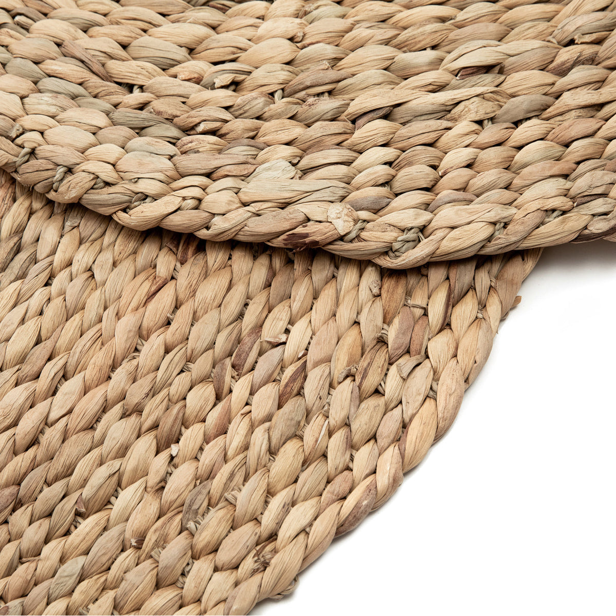 Vloerkleed waterhyacint handgevlochten naturel rond Ø 200 cm, voor woonkamer, slaapkamer of hal