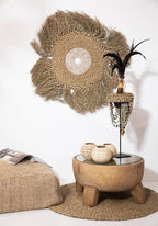 Vloerkleed rond zeegras handgeweven Mekong River, naturel – Ø 90 cm voor woonkamer, slaapkamer en entree