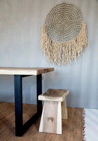 Vloerkleed waterhyacint zeegras handgeweven met franjes, The Killing Field naturel 260 x 180 cm woonkamer