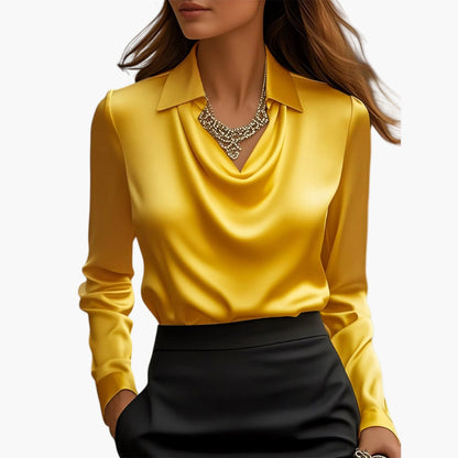 Women's Elegant Blouse with Waterfall Collar – Business & Festive Look