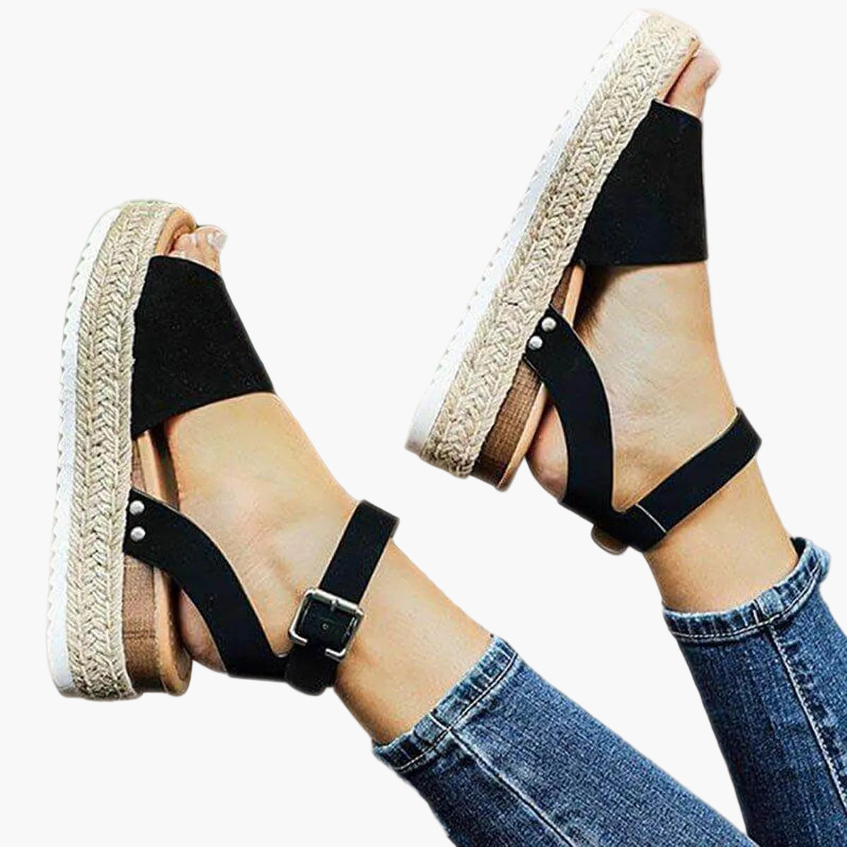 Women's platform sandals espadrilles – fashionable summer sandals with ankle straps for everyday life, leisure, and vacation