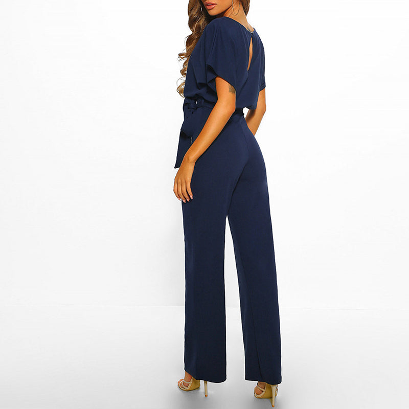 Women's Elegant Jumpsuit with Belt – Wide Leg, Perfect for Parties & Events