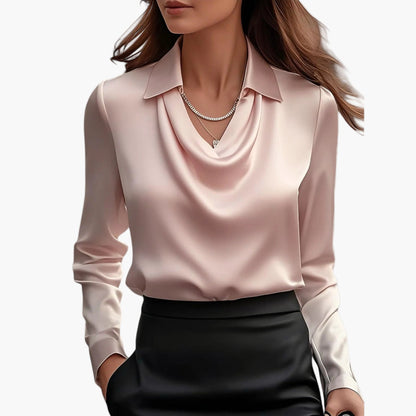 Women's Elegant Blouse with Waterfall Collar – Business & Festive Look