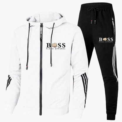 Men's Training Suit Set Sportswear Two-Piece with Hooded Sweatshirt – Fashionable Leisure and Exercise Look