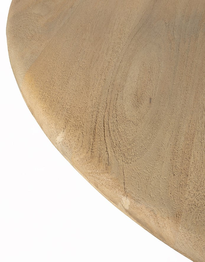 Bijzettafel massief acaciahout gezandstraald, Zodiac naturel, rond Ø 50 x H 55 cm voor woonkamer of slaapkamer