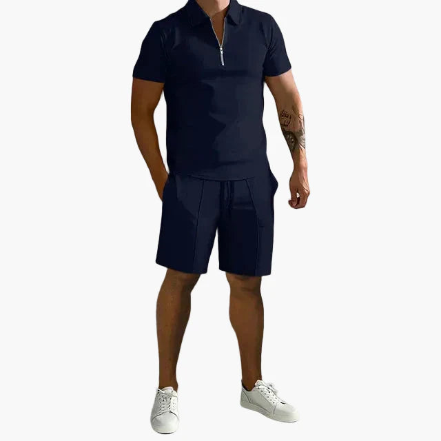 Men's Polo Shirt & Shorts Set – Modern Leisure Outfit for Summer, Neat-Casual Style