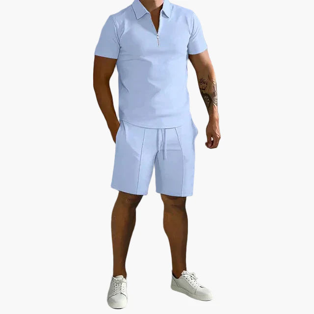 Men's Polo Shirt & Shorts Set – Modern Leisure Outfit for Summer, Neat-Casual Style