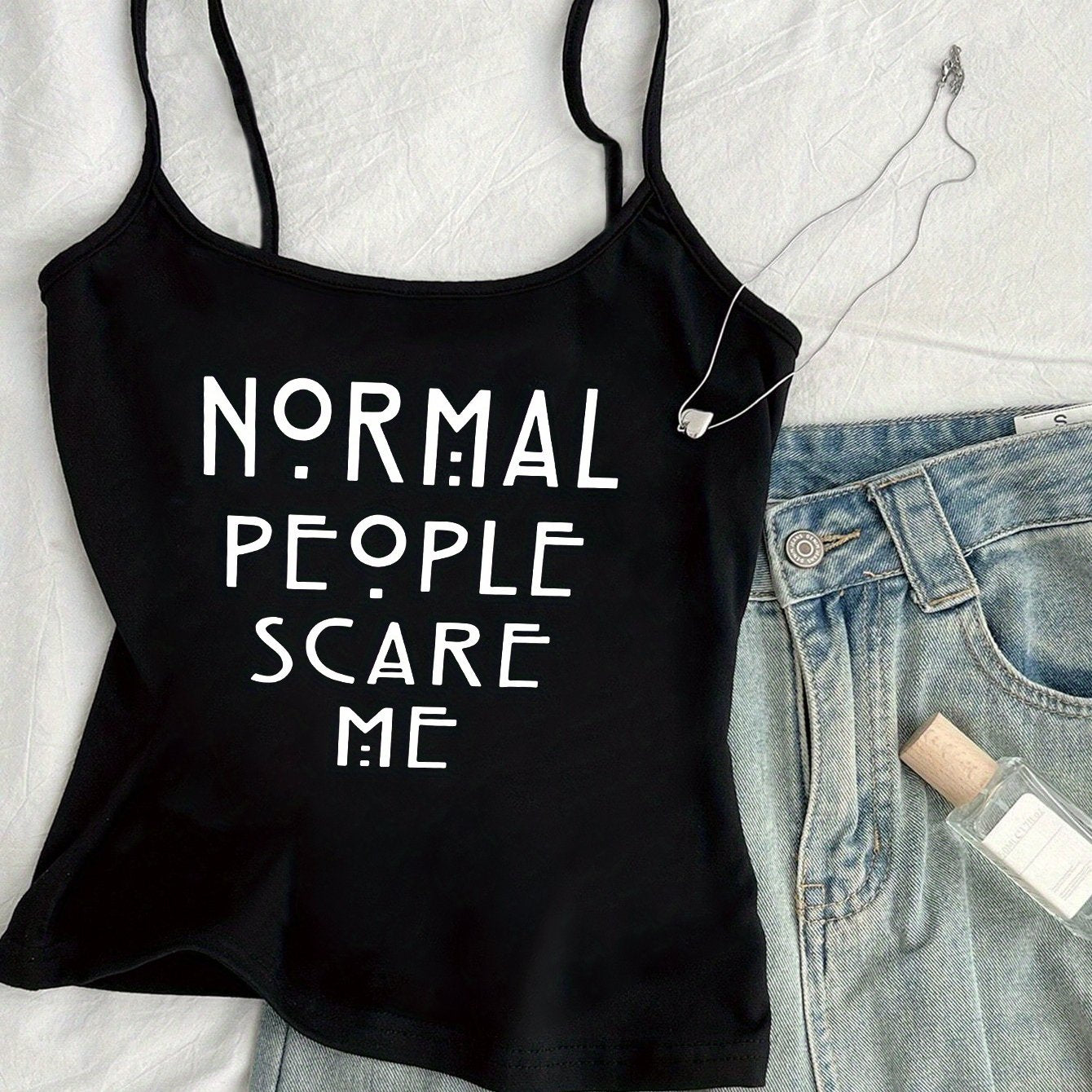 Women's Statement Camisole Top – Normal People Scare Me – Urban Streetwear Summer
