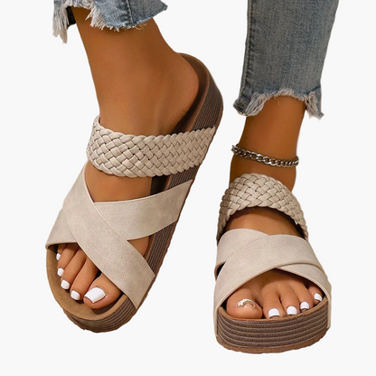 Damen Plateau-Sandalen mit geflochtenem Riemen – Boho Style für Freizeit und Sommer
