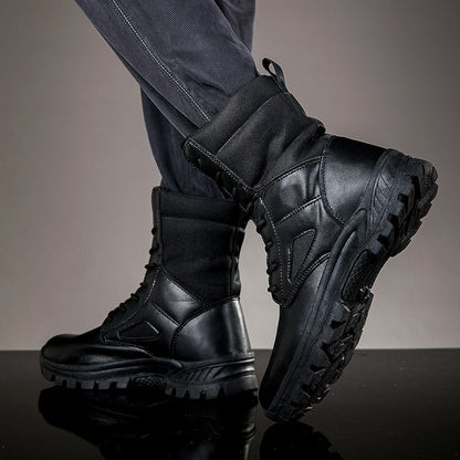 Men's lace-up boots with a high shaft and durable sole