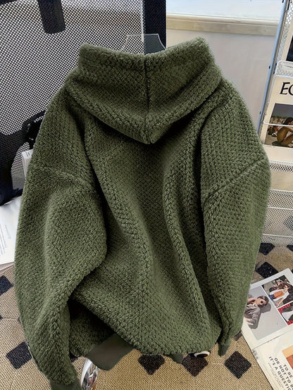 Unisex Flauschiger Hoodie mit Kapuze und Kängurutasche