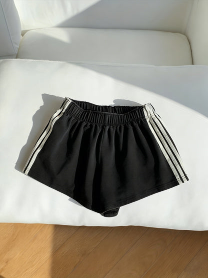Women's Sport Shorts with Stripes – Casual Running Shorts for Leisure and Fitness