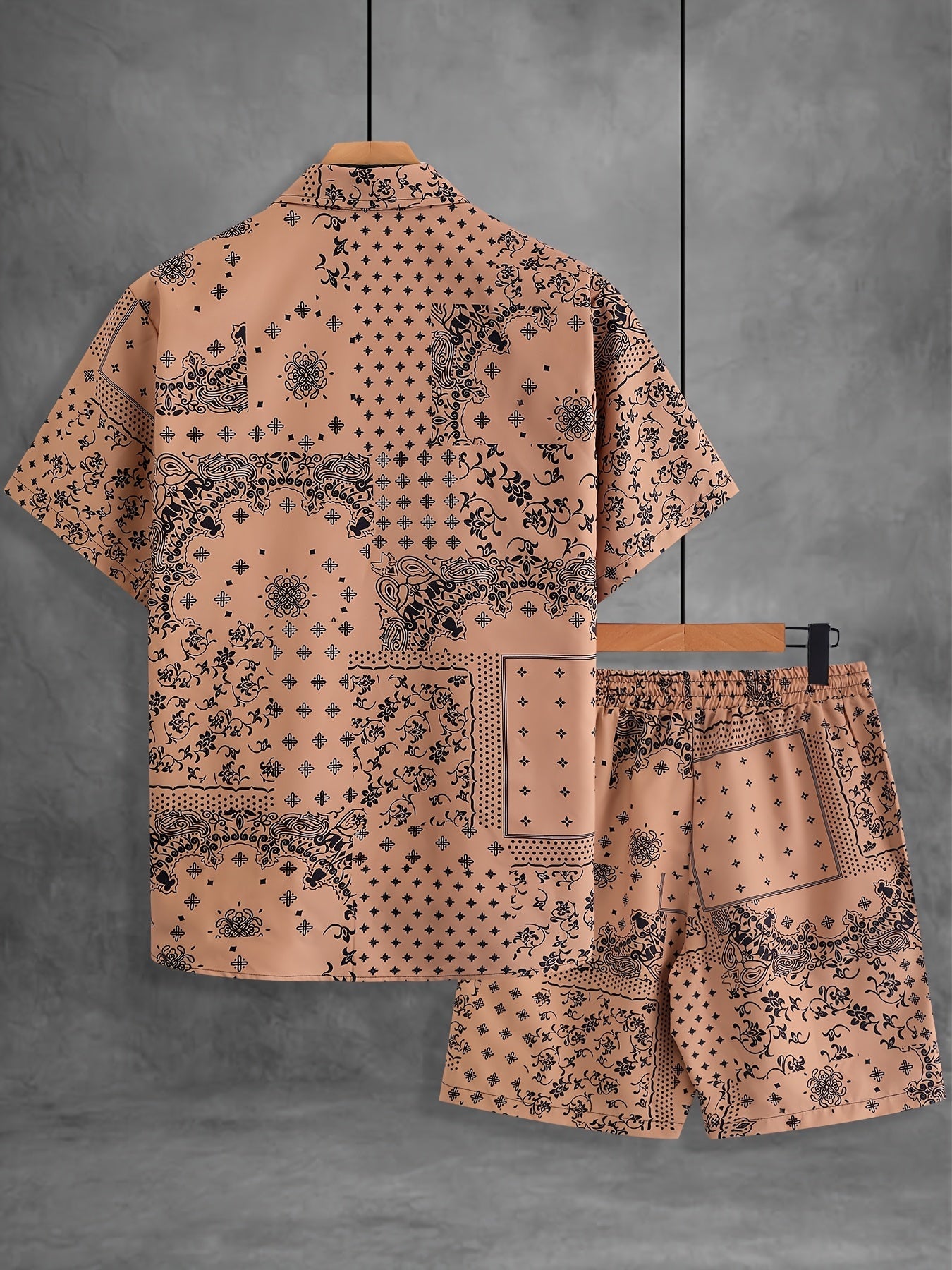 Men's Summer Casual Set – Short-Sleeve Shirt and Shorts with Paisley Pattern, Perfect for Everyday & Vacation