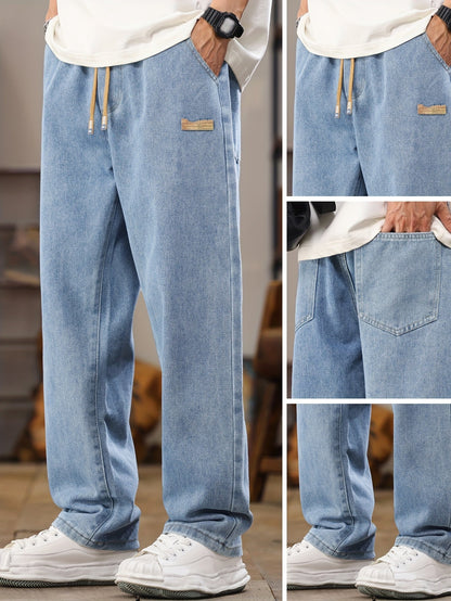 Men's Relaxed Fit Jeans Joggers with Drawstring for Casual Leisure Looks