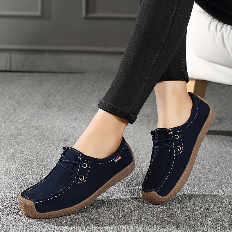 Damen Freizeit-Slipper im Mokassin-Stil – Bequeme Alltags-Schnürschuhe