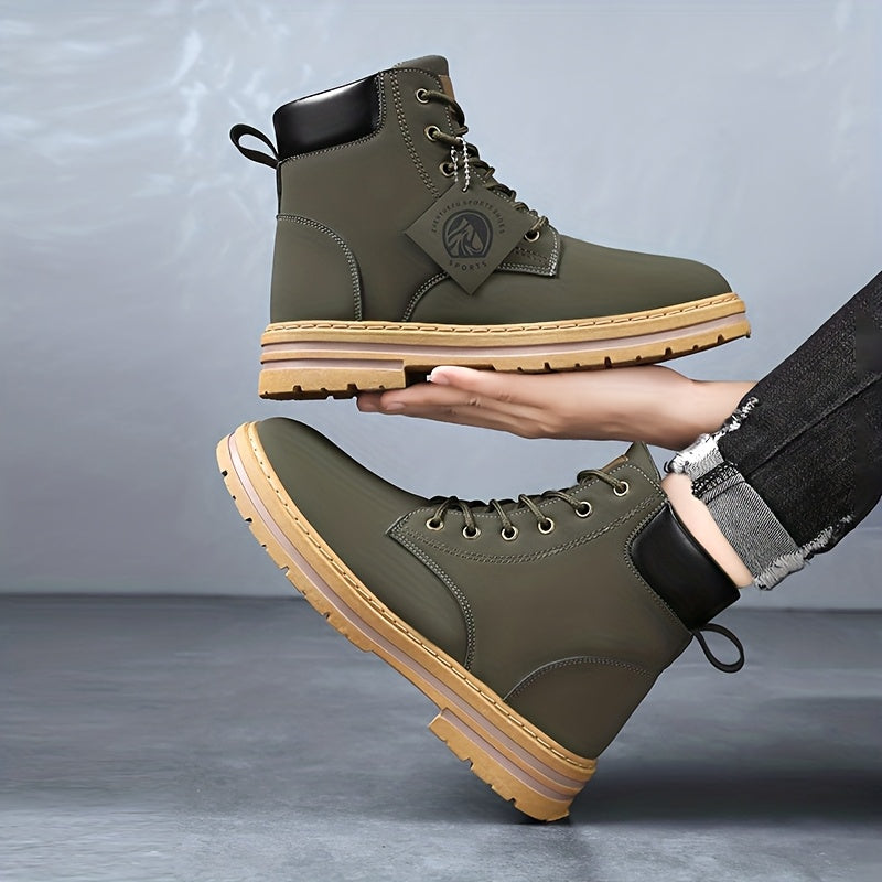 Herren Schnürstiefel Olivgrün mit Profilsohle