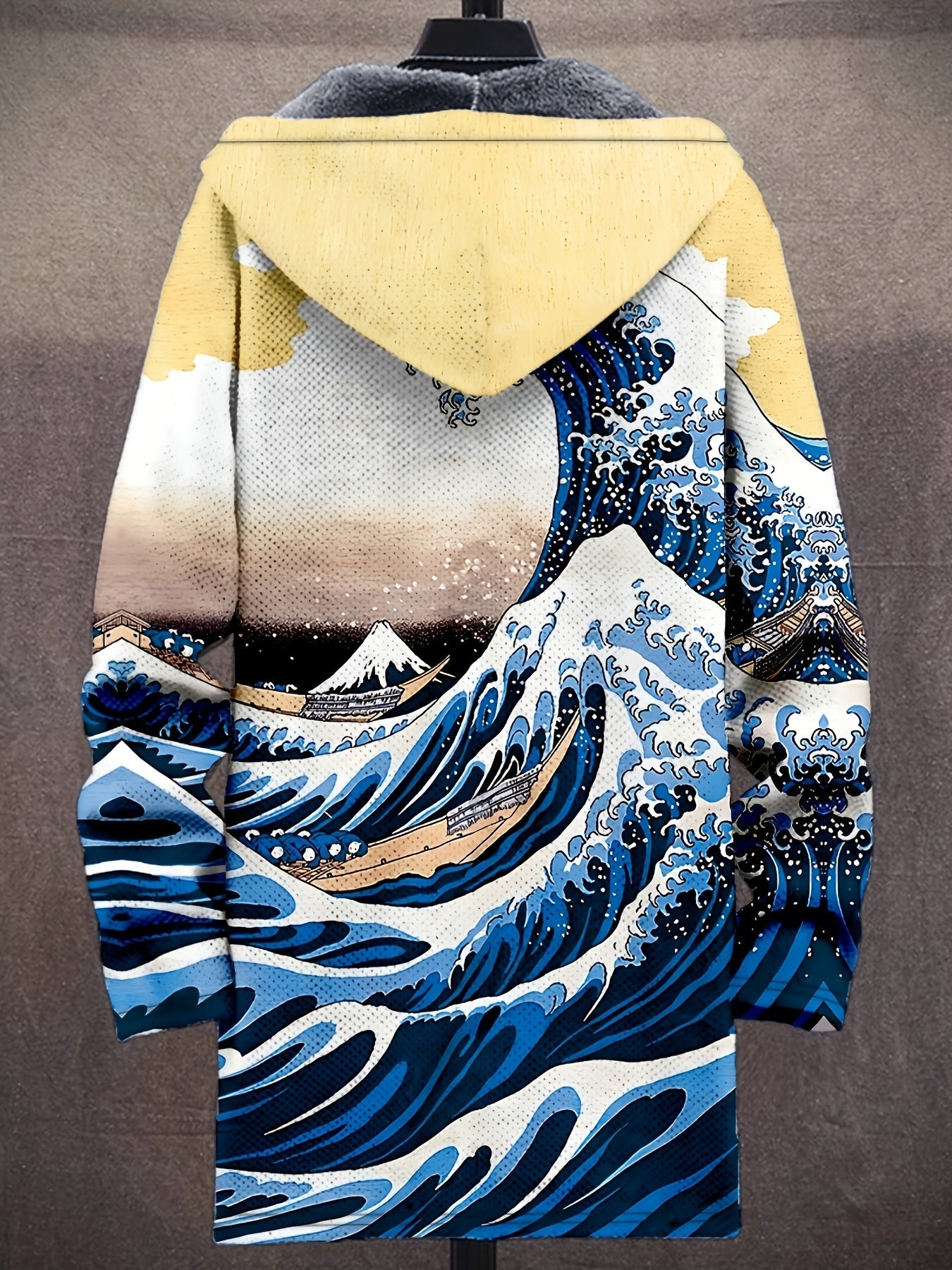 Hoodie Jacke mit Reißverschluss und Muster, Langarm, gefüttert