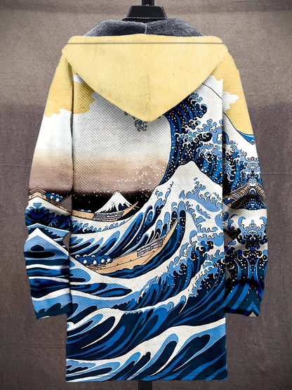 Hoodie Jacke mit Reißverschluss und Muster, Langarm, gefüttert