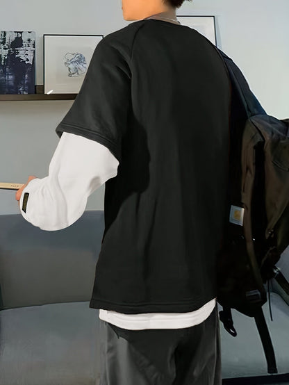 Unisex Langarmshirt im Lagenlook Schwarz-Weiß Oversize