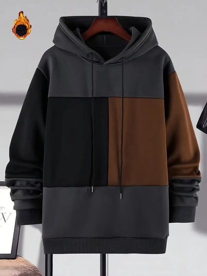 Men's color-block hoodie with hood and drawstring