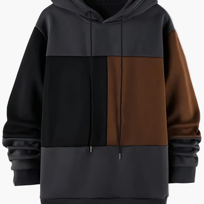 Men's color-block hoodie with hood and drawstring