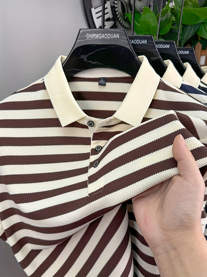 Men's polo shirt with maritime stripes – Classic casual style for everyday and leisure