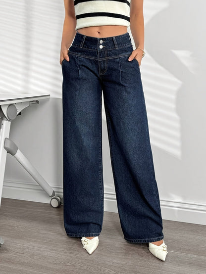 Women's High Waist Wide Leg Jeans – Fashionable Flared Pants for Everyday and Leisure