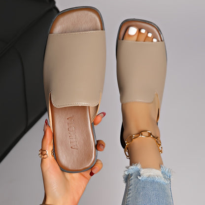 Women's Slip-On Sandals with Square Toe – Modern Style for Everyday and Leisure