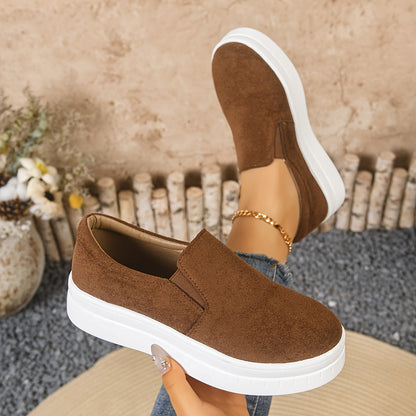 Women's Slip-On Platform Sneakers in Penny Loafer Style for Spring – Comfortable and Elegant Casual Shoes