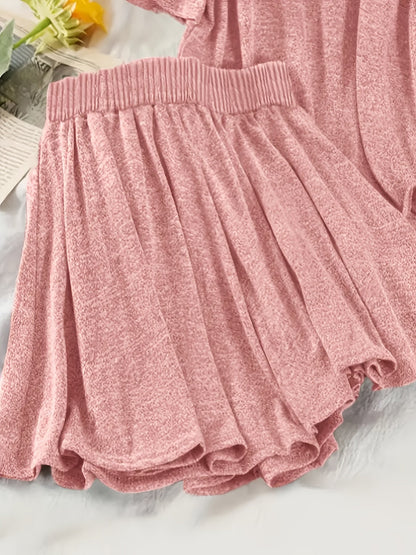 Women's Casual Two-Piece Set with Hoodie Top and Shorts – Casual Comfort for Spring & Summer