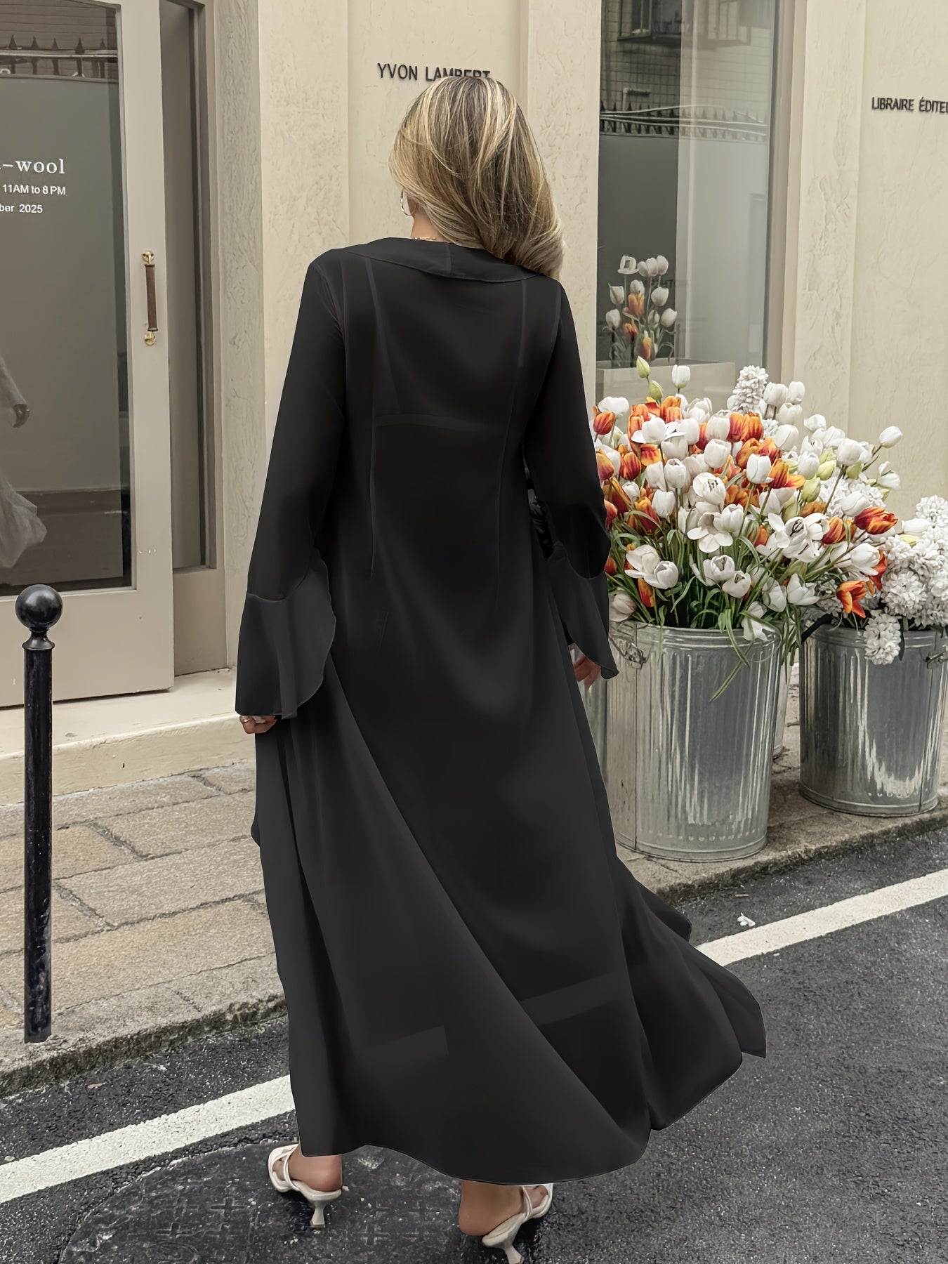 Women's beach kimono with ruffles, elegant cover-up for vacation and leisure