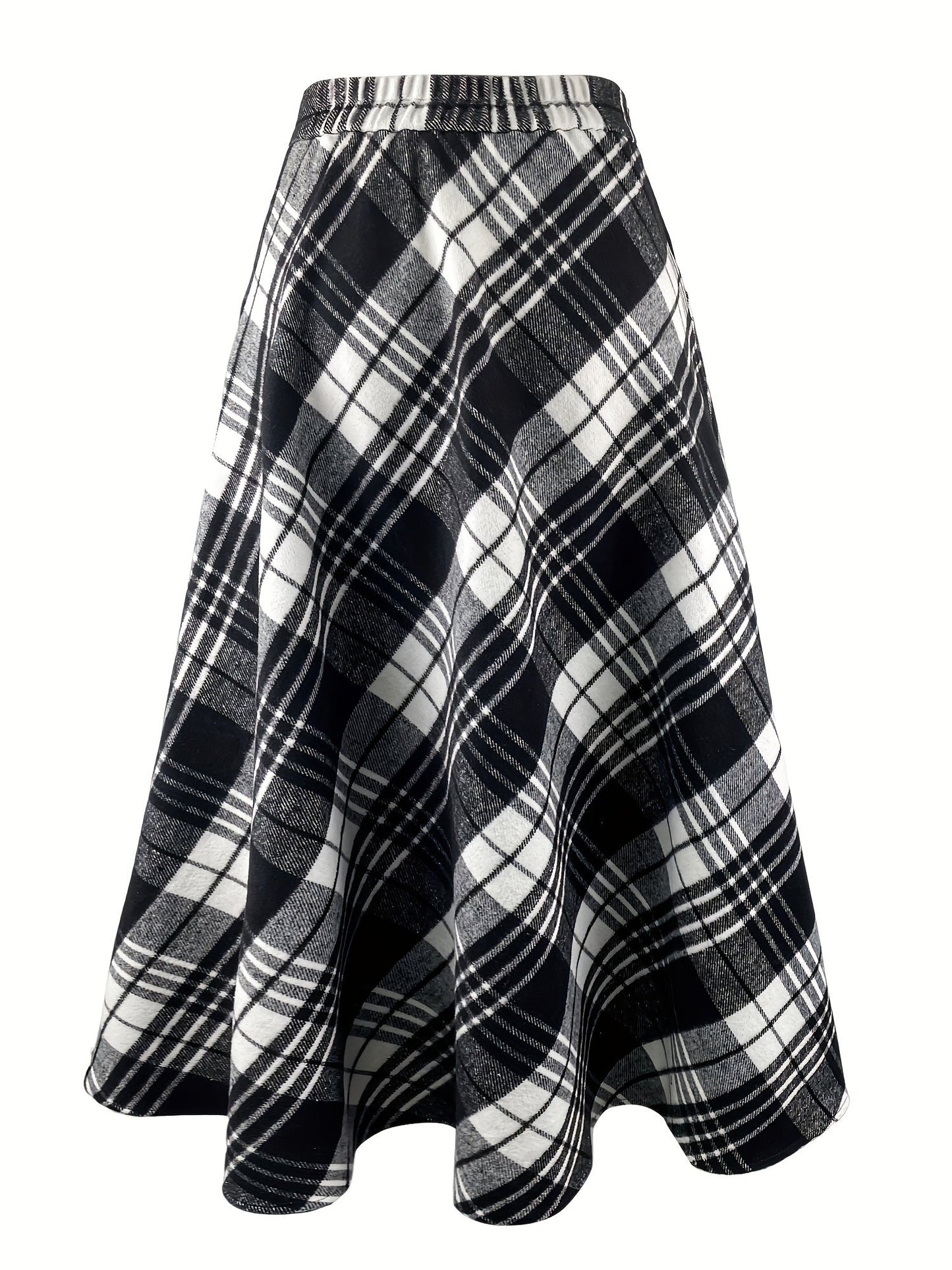 Damen Karierter Maxi-Rock A-Linie mit Taschen