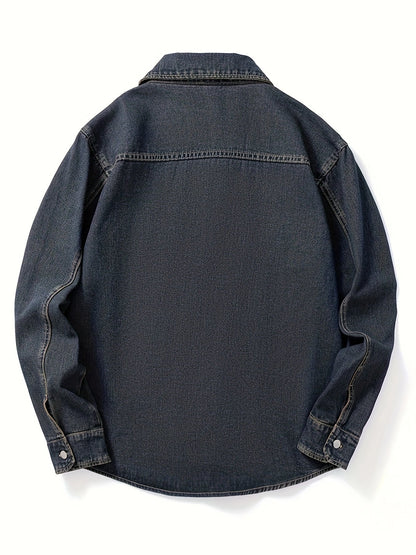 Dark gray denim shirt jacket with chest pockets