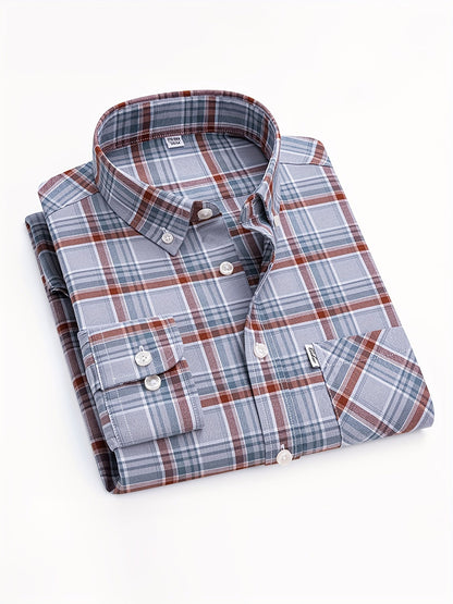 Men's Casual Shirt Checked – Modern Long-Sleeve Shirt for Everyday & Office