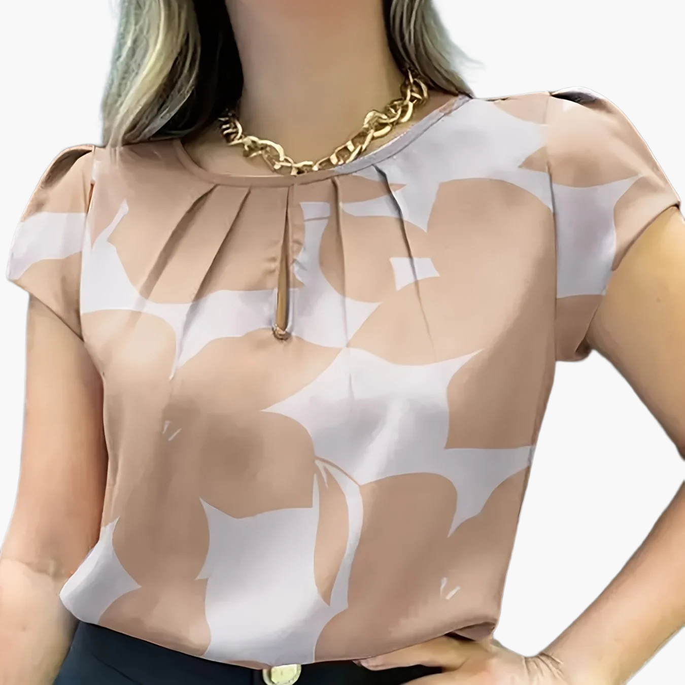 Women's Blouse Elegant Short Sleeve Modern Business Casual
