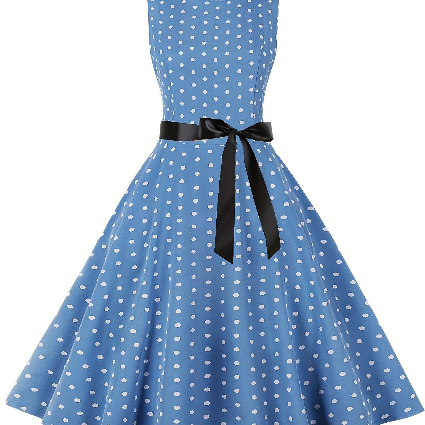 Women's Vintage Polka Dot Fit & Flare Dress for Festive Occasions and Everyday Wear