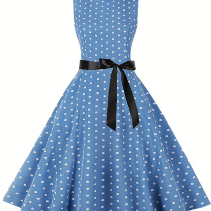 Women's Vintage Polka Dot Fit & Flare Dress for Festive Occasions and Everyday Wear