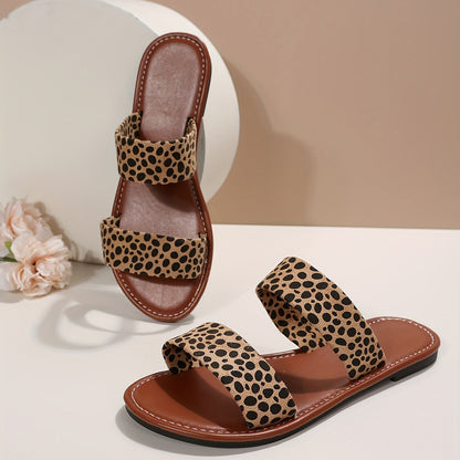 Women's Sandals with Animal Print and Two Straps – Fashionable Slides for Everyday, Beach & Leisure