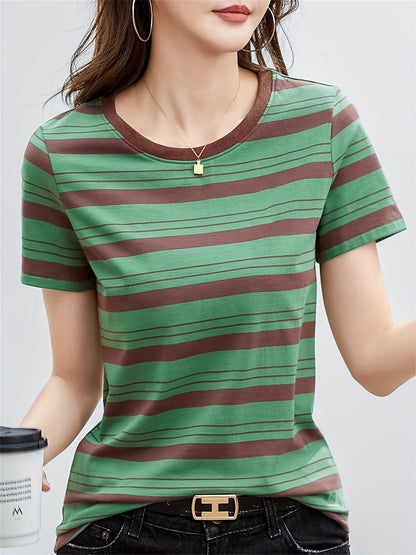 Damen Streifen T-Shirt Kurzarm – Zeitloses Basic für Alltag und Freizeit