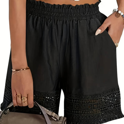 Women's Boho-Style Shorts with Crochet Details for Vacation and Leisure