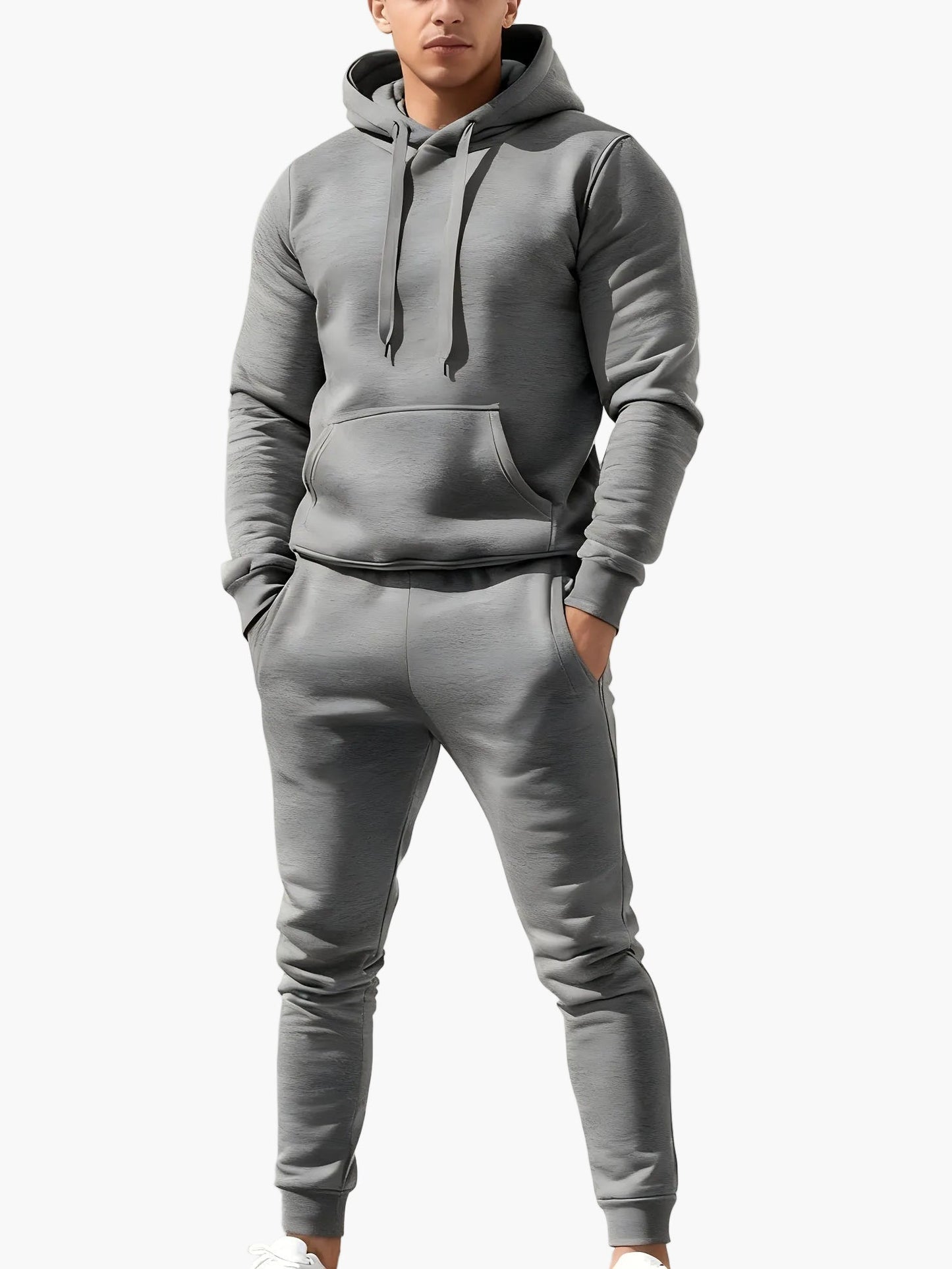 Men's Casual Sports Hooded Sweatshirt and Training Suit Set – Sporty Leisure Hoodie with Sweatpants for Everyday Life and Exercise