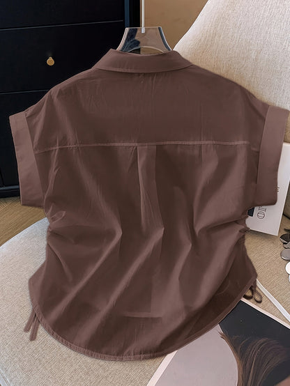 Women's short-sleeve blouse with drawstring and modern cut – Business & Casual