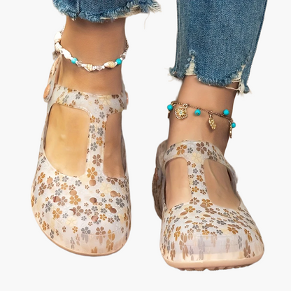 Women's Comfortable Summer Shoes with Floral Pattern – Cozy Casual Mary Janes for Everyday and Vacation