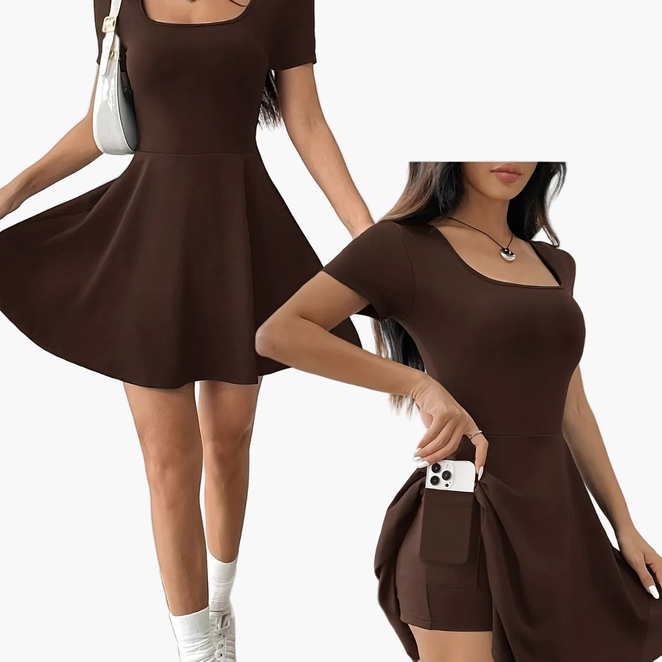 Women's Elegant Casual Dress with Short Sleeves and A-Line Cut – Perfect for Everyday and Going Out