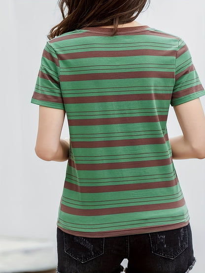 Damen Streifen T-Shirt Kurzarm – Zeitloses Basic für Alltag und Freizeit