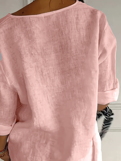 Women's blouse with large buttons and loose fit – everyday & office, casual style