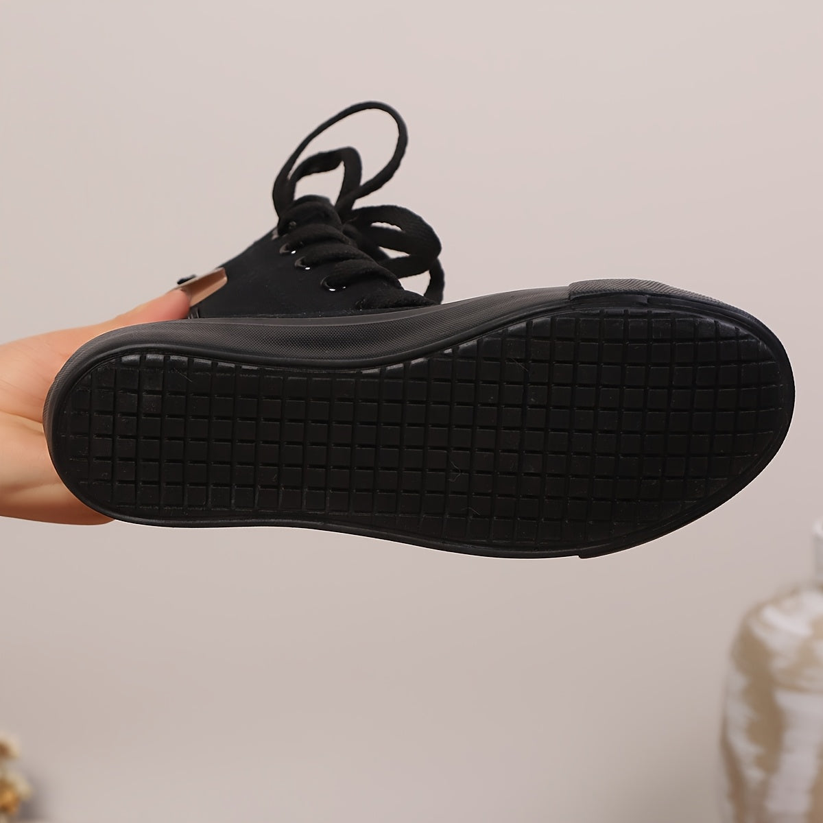 High-top canvas sneaker boots with laces and a zipper for women