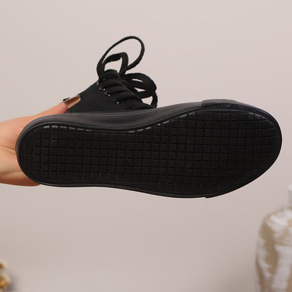 High-top canvas sneaker boots with laces and a zipper for women