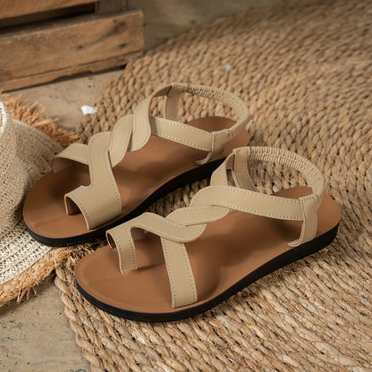 Women's Summer Shoes – Fashionable Sandals with Wave Straps and Star Accent for Beach and Leisure